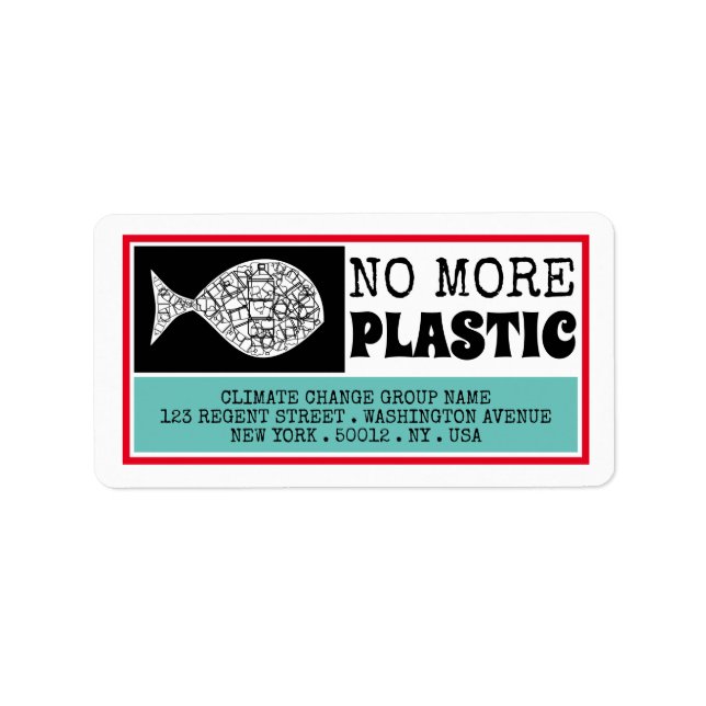 Plastikfisch, Klimawandel Adressaufkleber (Vorne)