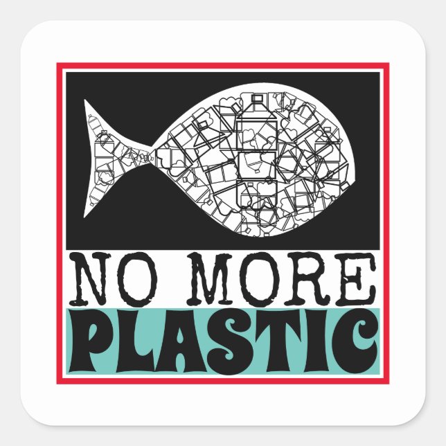 Plastikfisch, Klimawandel Quadratischer Aufkleber (Vorderseite)
