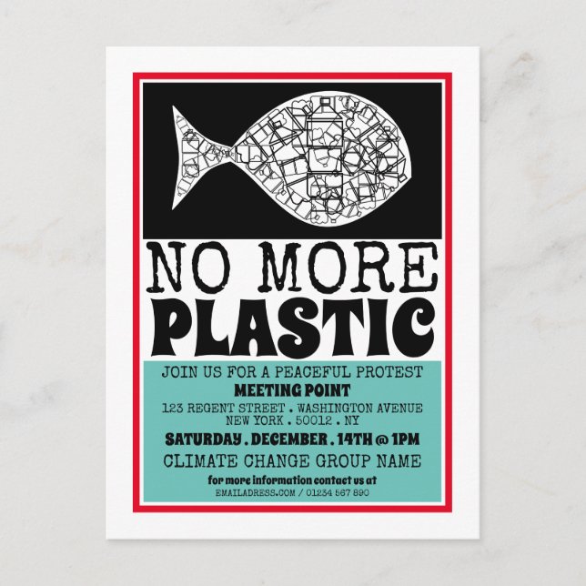 Plastikfisch, Treffpunkt für Klimaänderungen einla Postkarte (Vorderseite)
