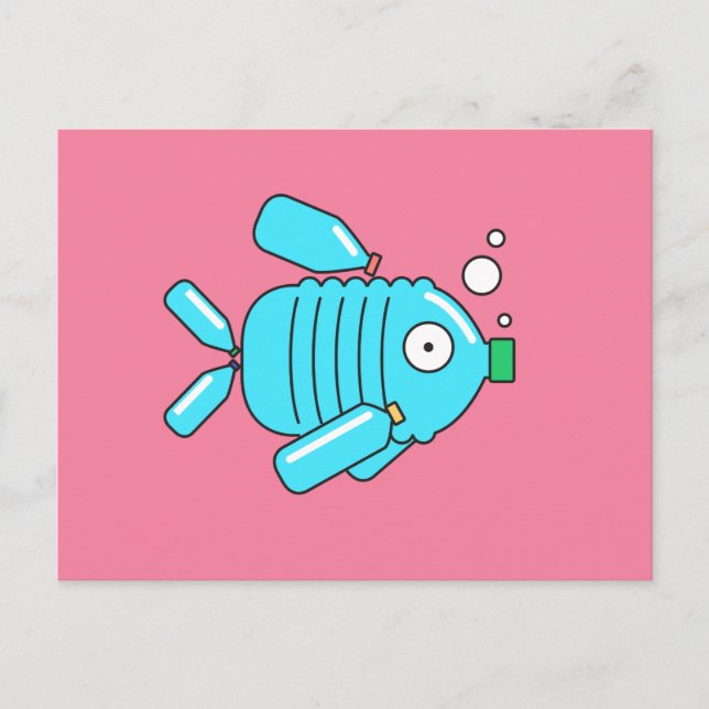 Plastikflaschen Fische // Klimaschutz Postkarte (Vorderseite)
