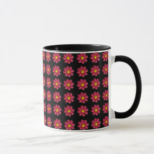 Plastilin rotes Blumenmuster auf Schwarz Tasse