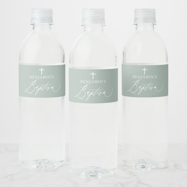 Plastische Green Cross Boy Taufe Wasser Flasche Et (Flaschen)