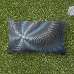 Plastisches Blau-Grau 3D-Fraktal-Art Moderne Abstr Kissen Für Draußen