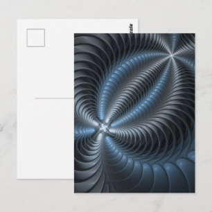 Plastisches Blau-Grau 3D-Fraktal-Art Moderne Abstr Postkarte
