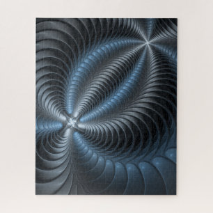 Plastisches Blau-Grau 3D-Fraktal-Art Modernes Abst