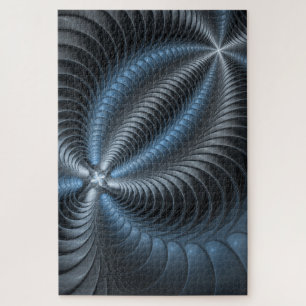 Plastisches Blau-Grau 3D-Fraktal-Art Modernes Abst