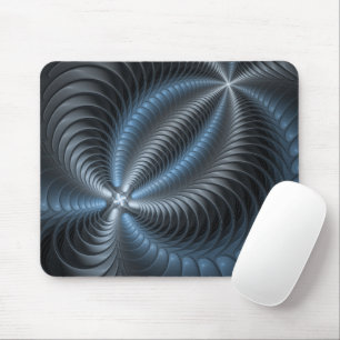 Plastisches Blau-Grau 3D-Fraktal-Art modernes Abst Mousepad