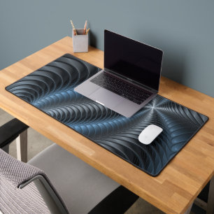 Plastisches Blau-Grau 3D-Fraktal-Art modernes Abst Schreibtischunterlage
