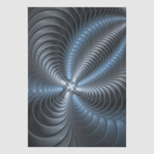 Plastisches Blau-Grau 3D-Fraktal-Art modernes Abst Seidenpapier