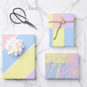 Plaststreifen aus Pastellfeder Geschenkpapier Set