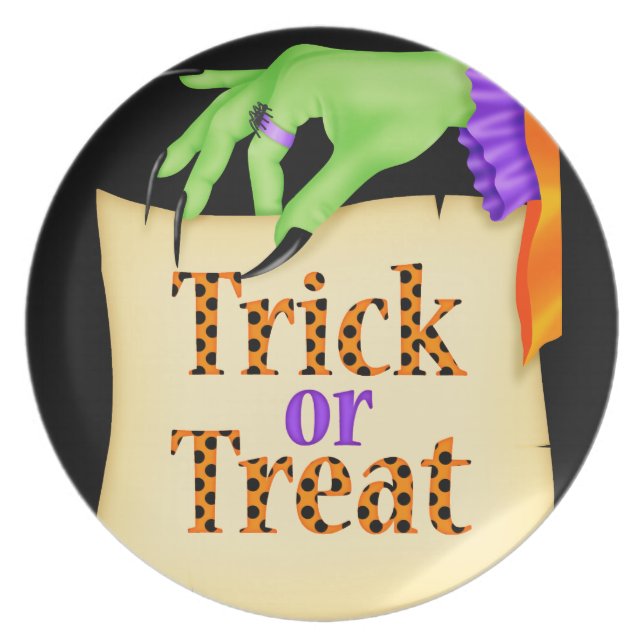 Plat de mélamine de Halloween de note de Witchy (Devant)