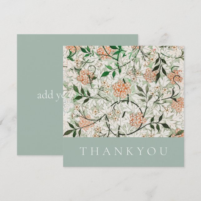 PLAT THANKYOU CARTE : WILLIAM MORRIS : JASMINE (Devant / Derrière)