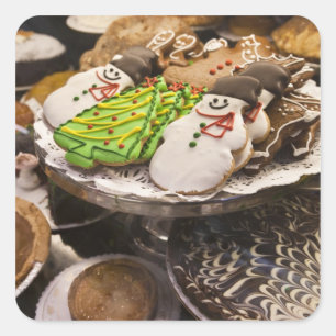 Plate für frische Weihnachtskekse Quadratischer Aufkleber