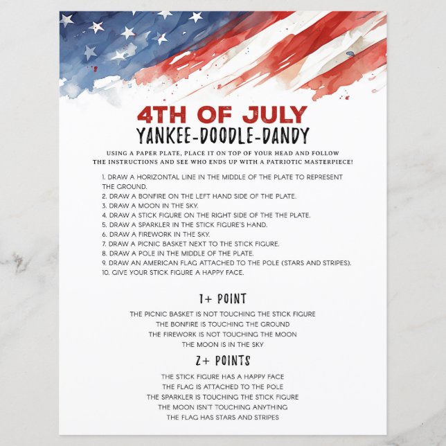 Plate Game 4. Juli Party Game (Vorderseite)