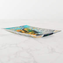 Plateau de servage en verre fusionné de la reine n