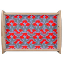Plateau de service en bois Fleur de clochette roug