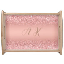 Élégant Rose Gold Luxe Shimmer Monogramme