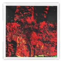 Plateau en acrylique abstrait rouge texturé, Rouge