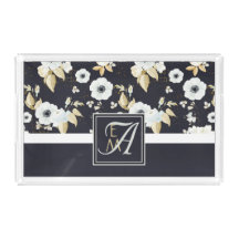 Anémone décorative florale bleue marine blanche av