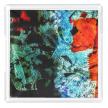 Plateau en acrylique clair abstrait, Plateau ordin