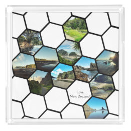 Plateau En Acrylique Hexagon amusant Personnalisé Famille Photos Collag