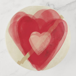 Plateau en verre avec coeur rouge