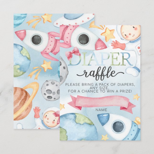 Plateau Pink Girl Diaper Einsteckkarte Einladung (Vorne/Hinten)