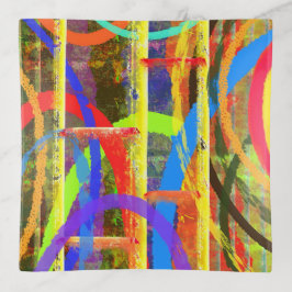 Plateaux trinket imprimés avec art abstrait