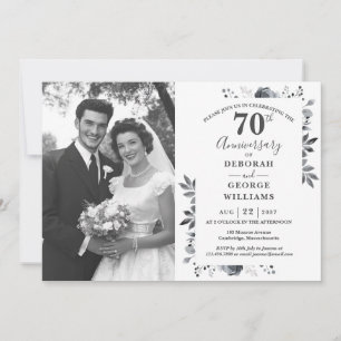 Platin-Blumen-70. Hochzeitsjubiläumsfoto Einladung