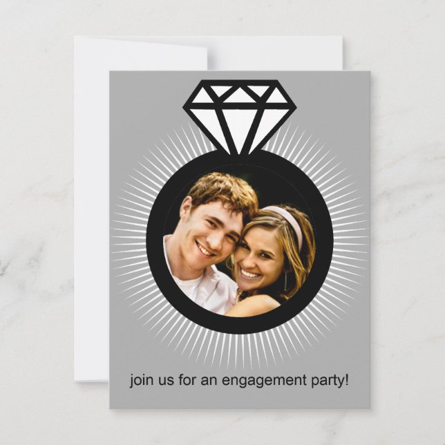 Platin das Ring-Foto-Verlobungs-Party Einladung (Vorderseite)