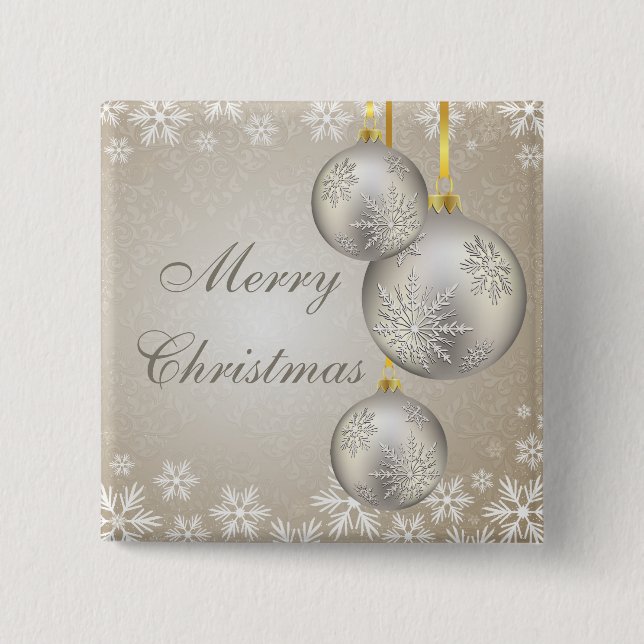Platin-Goldweihnachtsbälle und -schnee Button (Vorderseite)