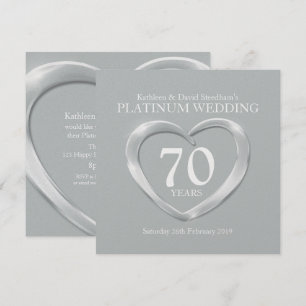Platin-Hochzeit Herz 70 Jahre Jubiläums-Einladung Einladung