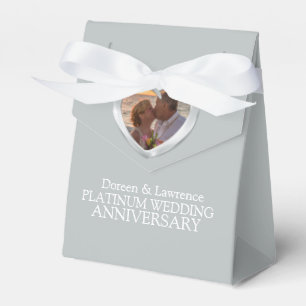 Platin-Hochzeits-Herz-Foto-Dankeschön-Box Geschenkschachtel