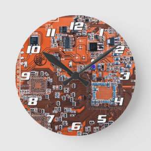 Platine für gedruckte Leiterplatten Orange-Platine Runde Wanduhr
