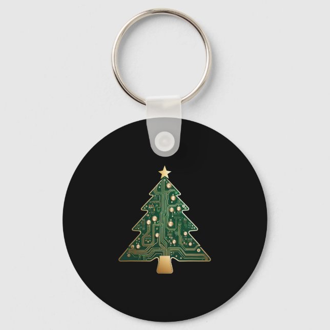 Platinen-Computer-Tech-Christbaum  Schlüsselanhänger (Vorderseite)