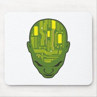 Platinen-Gehirn-Kopf gelb und grün Mousepad