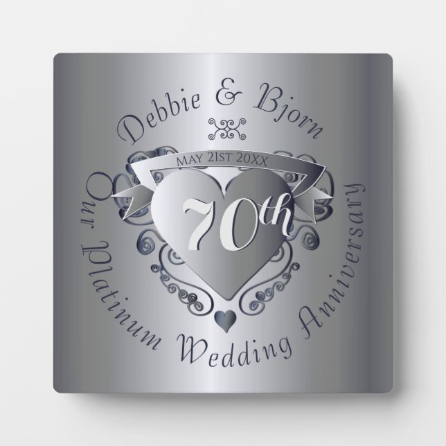 Platinherz-Emblem für die 70. Hochzeit Fotoplatte (Vorderseite)