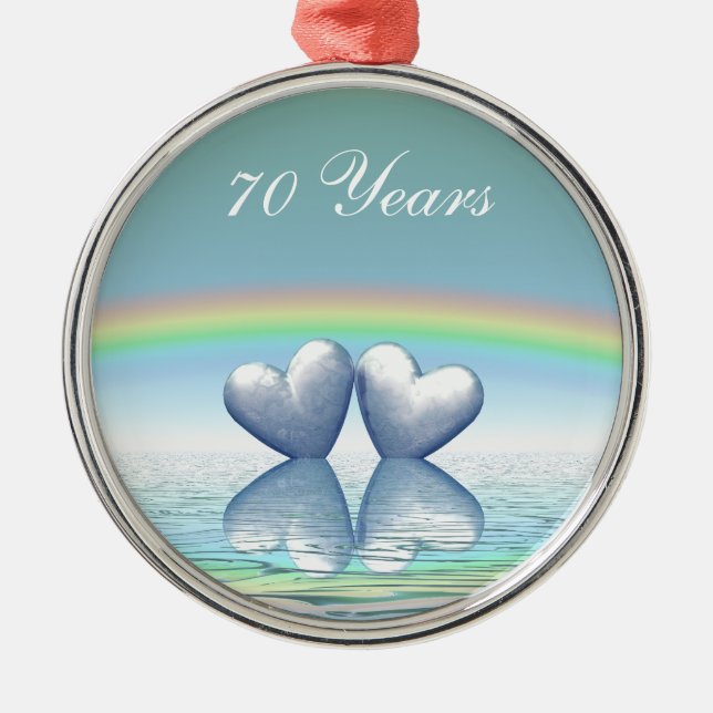 Platinherzen zum 70. Jubiläum Ornament Aus Metall (Vorne)