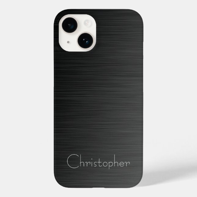 Platinschwarz Silver Stainless Steel Print 15 Case-Mate iPhone 14 Hülle (Rückseite)