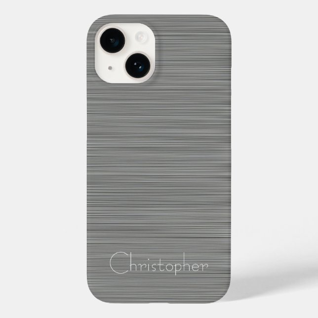 Platinsilber-Edelstahlprint Case-Mate iPhone 14 Hülle (Rückseite)