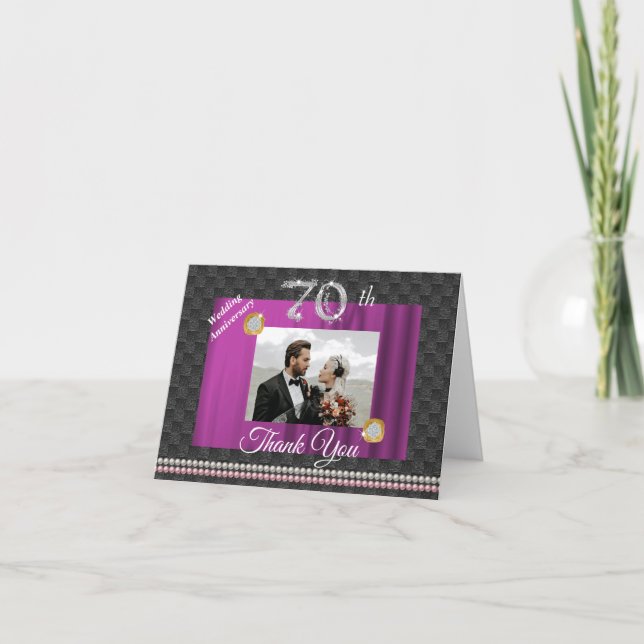 Platinum 70. Hochzeitstag & Gems Vielen Dank Dankeskarte (Vorderseite)