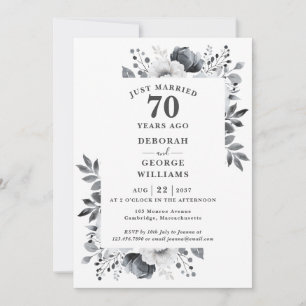 Platinum 70th Wedding Anniversary Monogram Floral Einladung