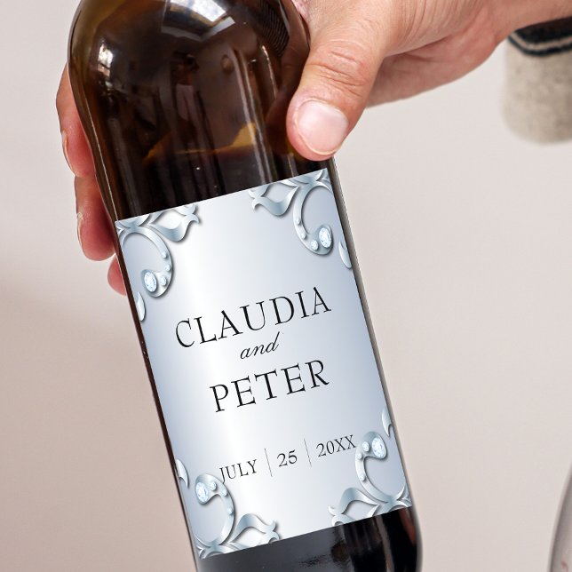 Platinum Diamonds Stilvolle klassische feierliche  Weinetikett (Von Creator hochgeladen)