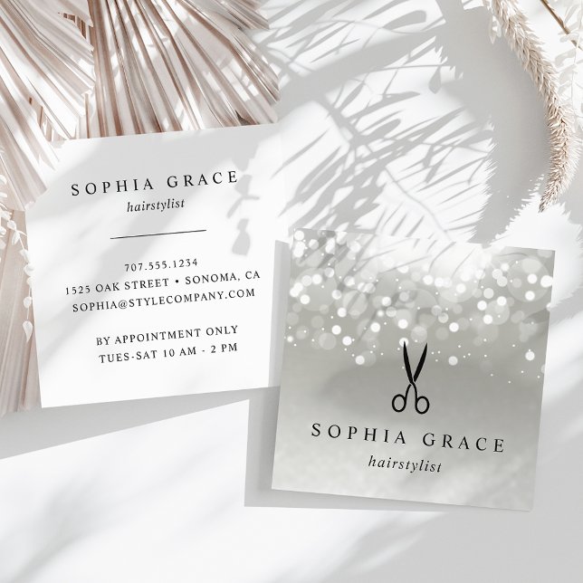 Platinum Glow Hairstylist Quadratische Visitenkarte (Von Creator hochgeladen)