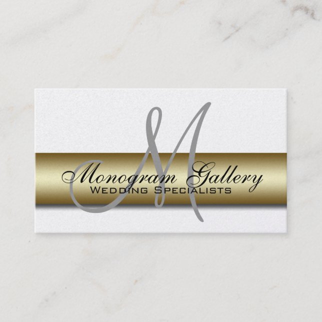 Platinum Gold Monogram Printed Business Card Visitenkarte (Vorderseite)