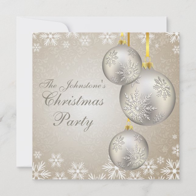 Platinum Gold Weihnachtsbälle Party Einladung (Vorderseite)