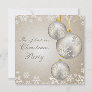 Platinum Gold Weihnachtsbälle Party Einladung