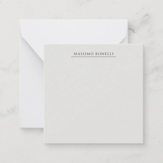 Platinum Grey Minimalist Plain Modern Own Name Mitteilungskarte (Vorderseite)