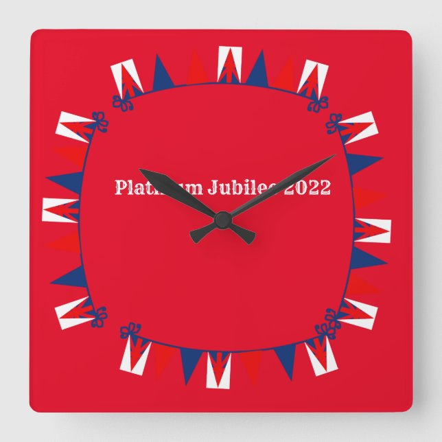 Platinum Jubilee Celebration  Quadratische Wanduhr (Vorderseite)