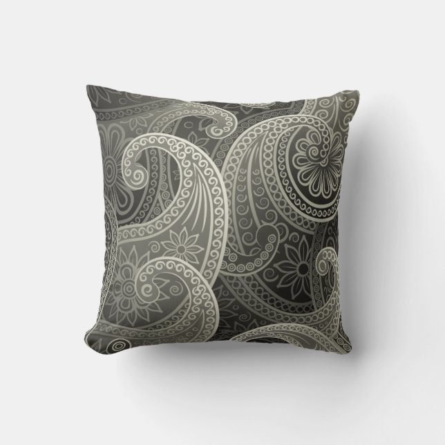 Platinum Paisley Zeitloses Muster Kissen (Vorderseite)